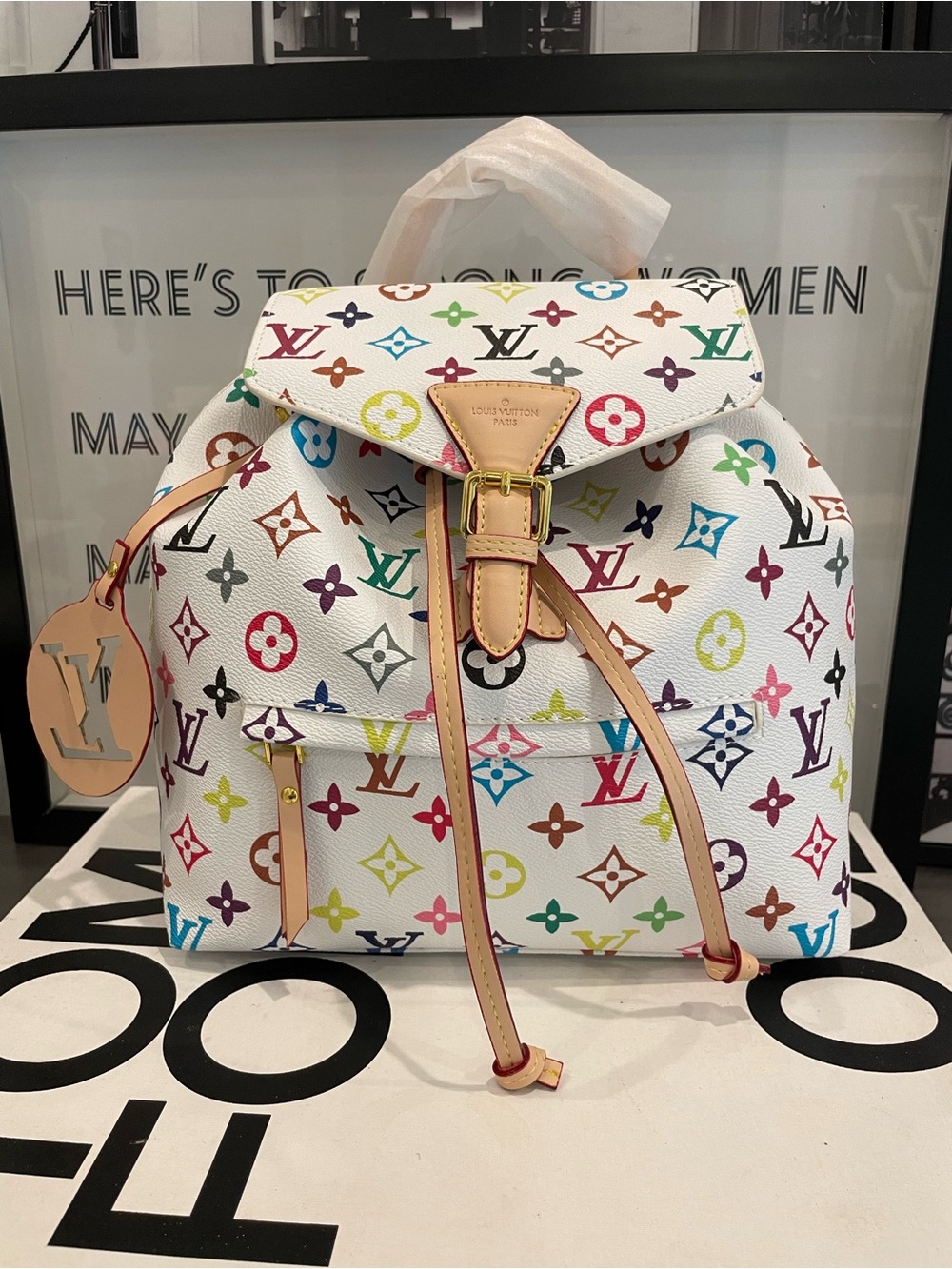 White Multicolor Bloom Backpack